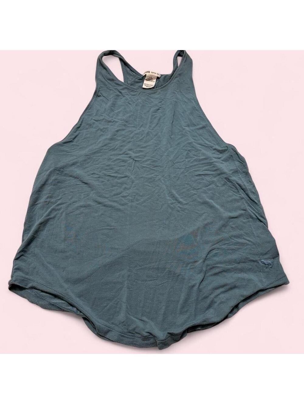 Blue Victoria’s Secret Pink Tank Top with embroidery blue dog logo